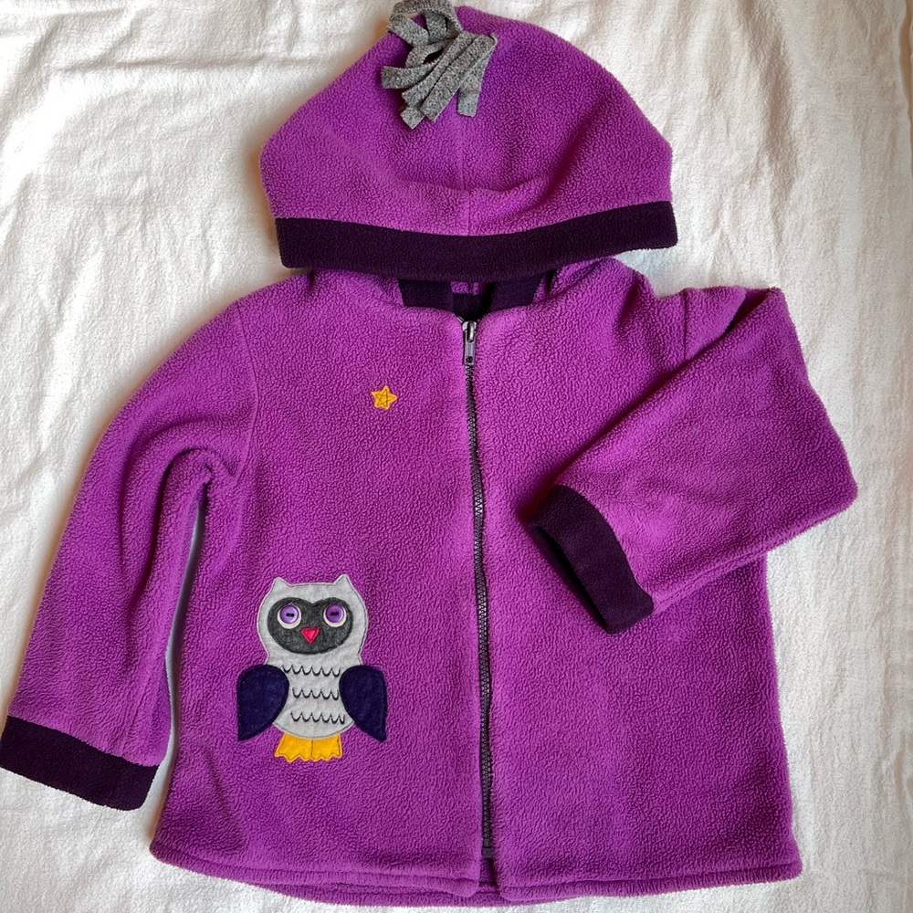 Girls Purple Fleece Hooded Jacket Size 5